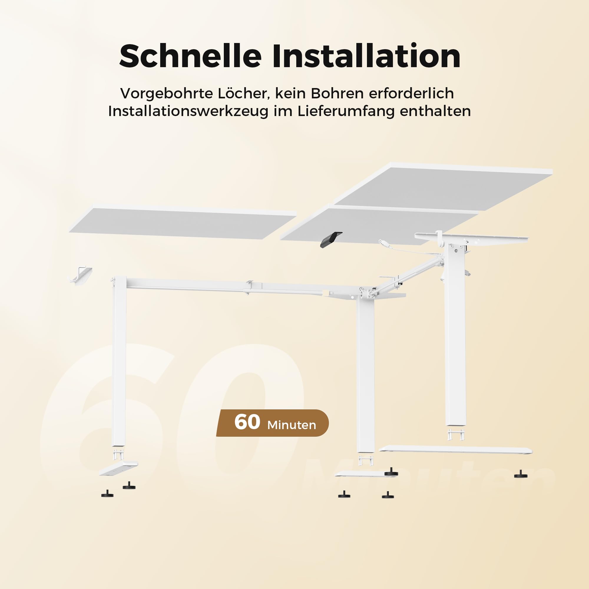 Agilestic L-förmig Höhenverstellbarer Schreibtisch mit den Maßen 190 x 155 cm, Ergonomischer Computertisch mit Stehen und Sitzen, Konzipiert für Eckräume, Weiß