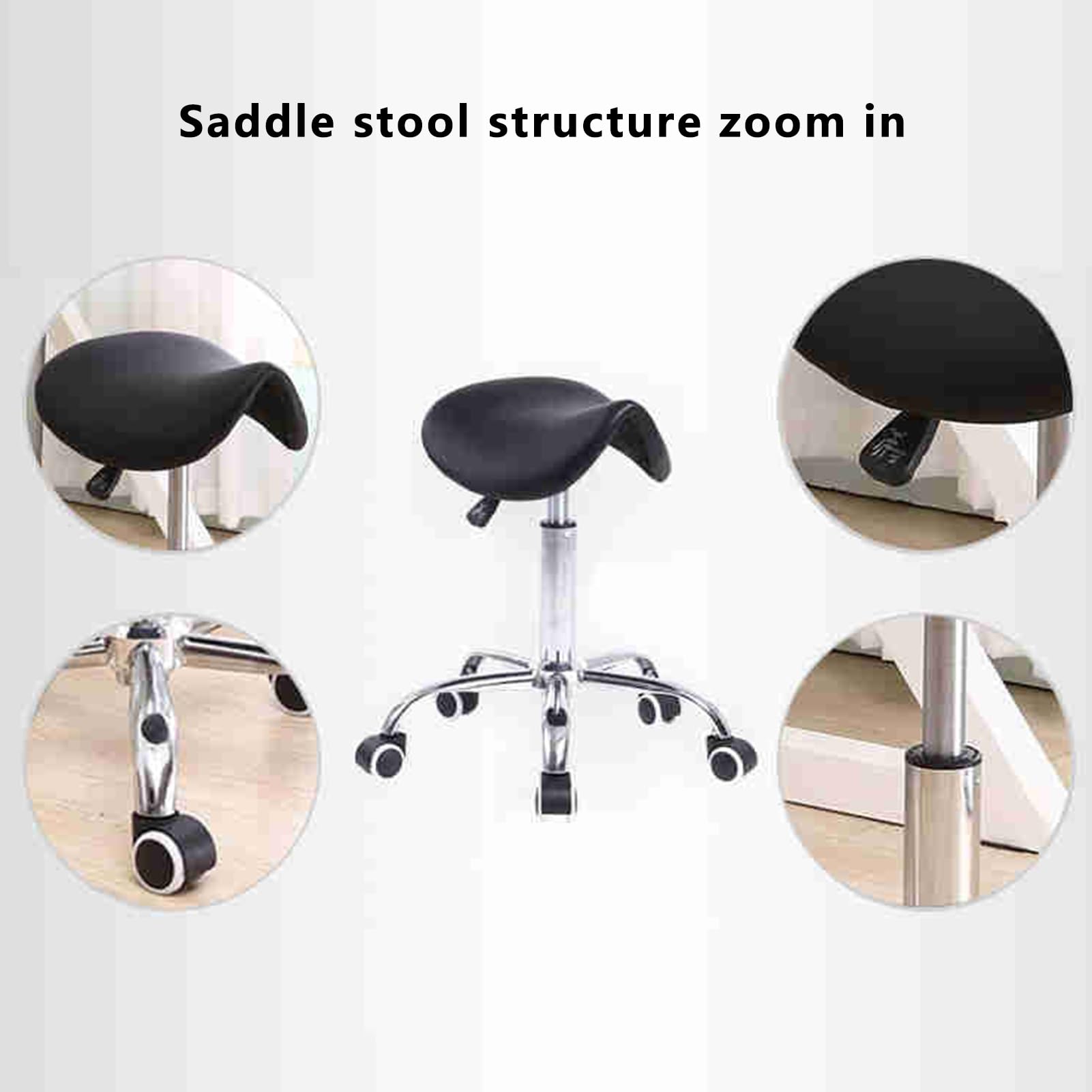 Taburete Giratorio con Ruedas, Taburete Ajustable con Ruedas, For Salón, Clínica, Laboratorio, Oficina, Cocina, Comedor, Sala De Estar, SPA(A)