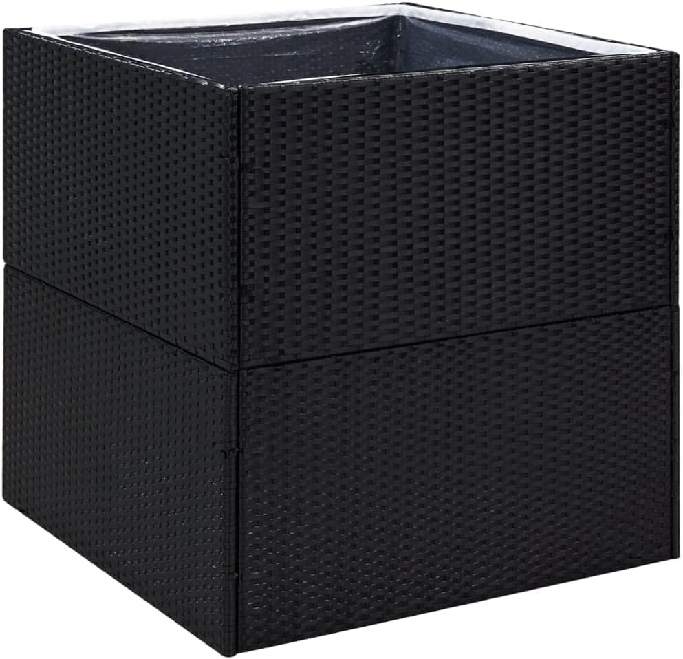 Pot De Fleurs En Polyester 40x40x80 Cm Noir Gris Ral 7021