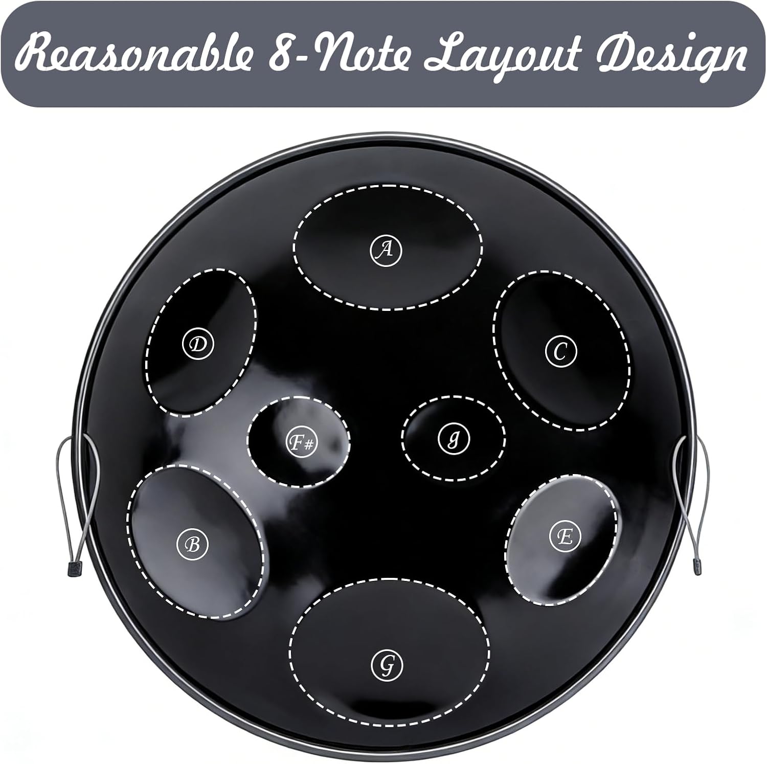 8 Note Steel Drum Steelpan Educational Instrument | Adjustable Height 19-36 inches | Handcrafted with Mallets Travel Bag (Black)