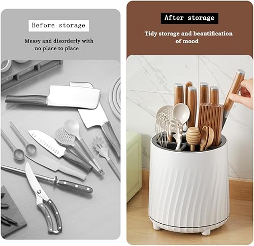 Miniatura 2 de Soporte para palillos rotatorio para cuchillos multifunción giratorio de 360 grados para cuchillos de cocina, tenedor, caja de almacenamiento negro
