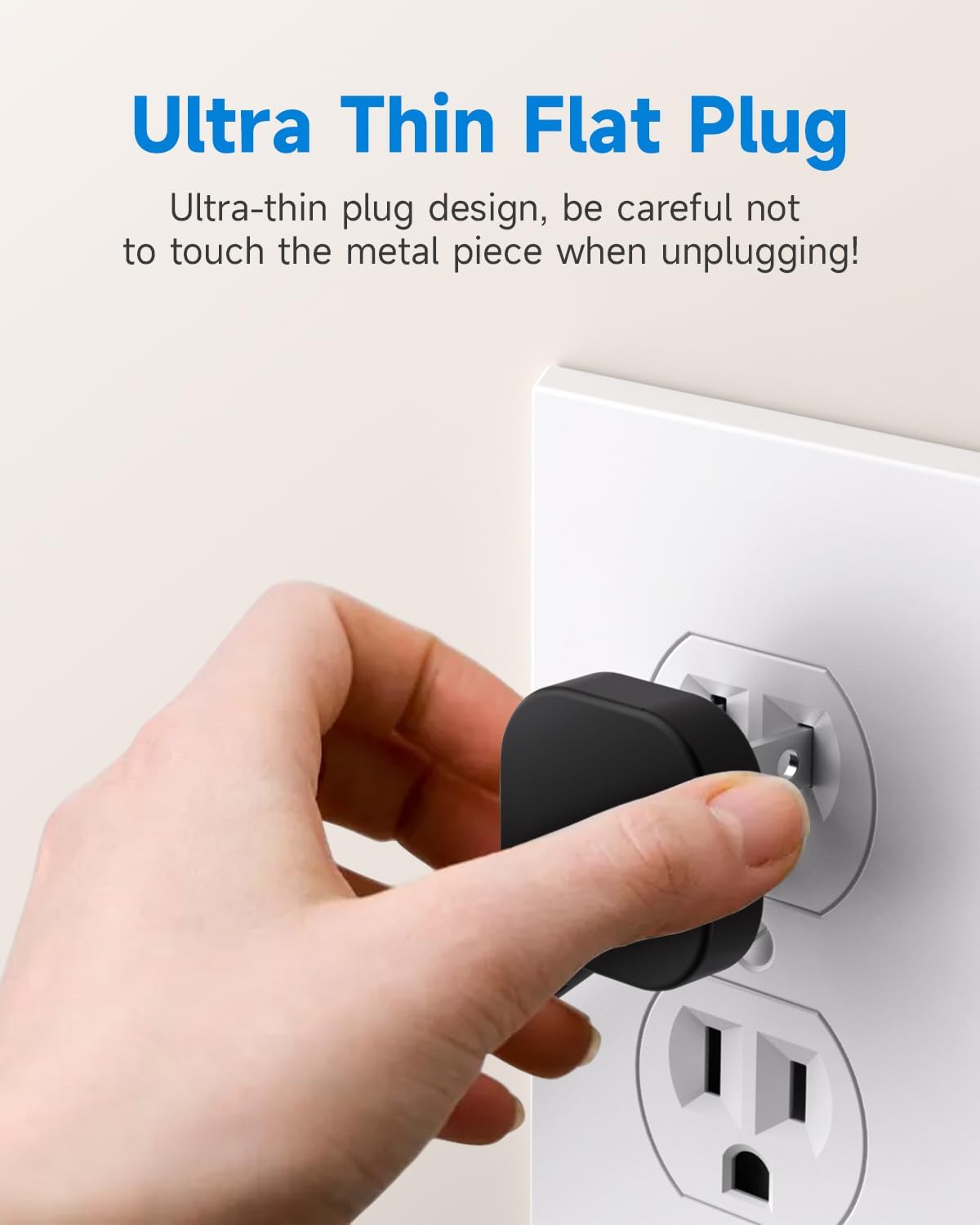 Flat Plug Short Extension Cord 1Ft Low Profile Adapter 3 Prong Indoor Small Grounded Power Cable Outlet Saver 16AWG 13A 1625W Black 6 Pack