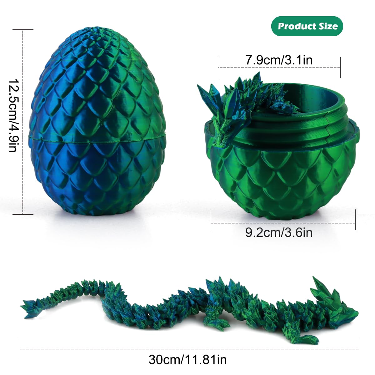 SHUWND Dragón Impreso En 3D Dragón De Cristal Articulado 3D Huevos De Dragón Con Dragón En El Interior Misterioso Huevo De Dragon Juego De Pye