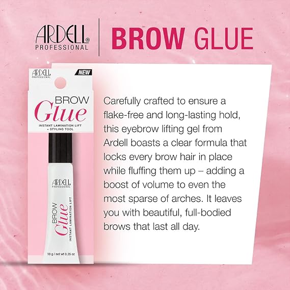 Ardell Brow Glue Clear Strong Hold Eyebrow Gel for Lamination Lift, Long Lasting Brow Gel Styling Tool for Shaping & Setting Brows, Eye Makeup, 0.35 oz