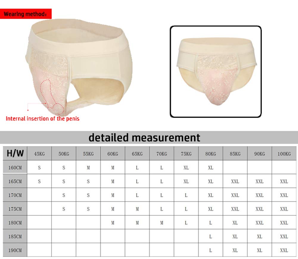 Männer verstecken Gaff Panty für Crossdresser Transgender Slip Shaping Slip G-String Thong Unterwäsche mit Vagina Insertable,Fleshinterpolation,XXL