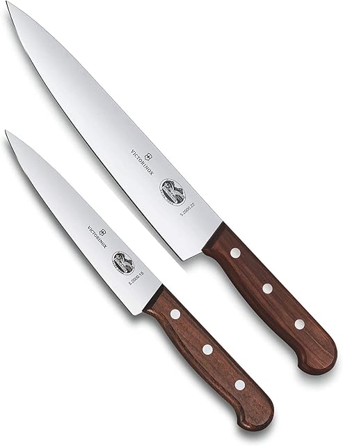 Victorinox Carving Set Rosewood 2 Pieces in Gift Box, Stainless Steel, Brown, 30 x 5 x 5 cm