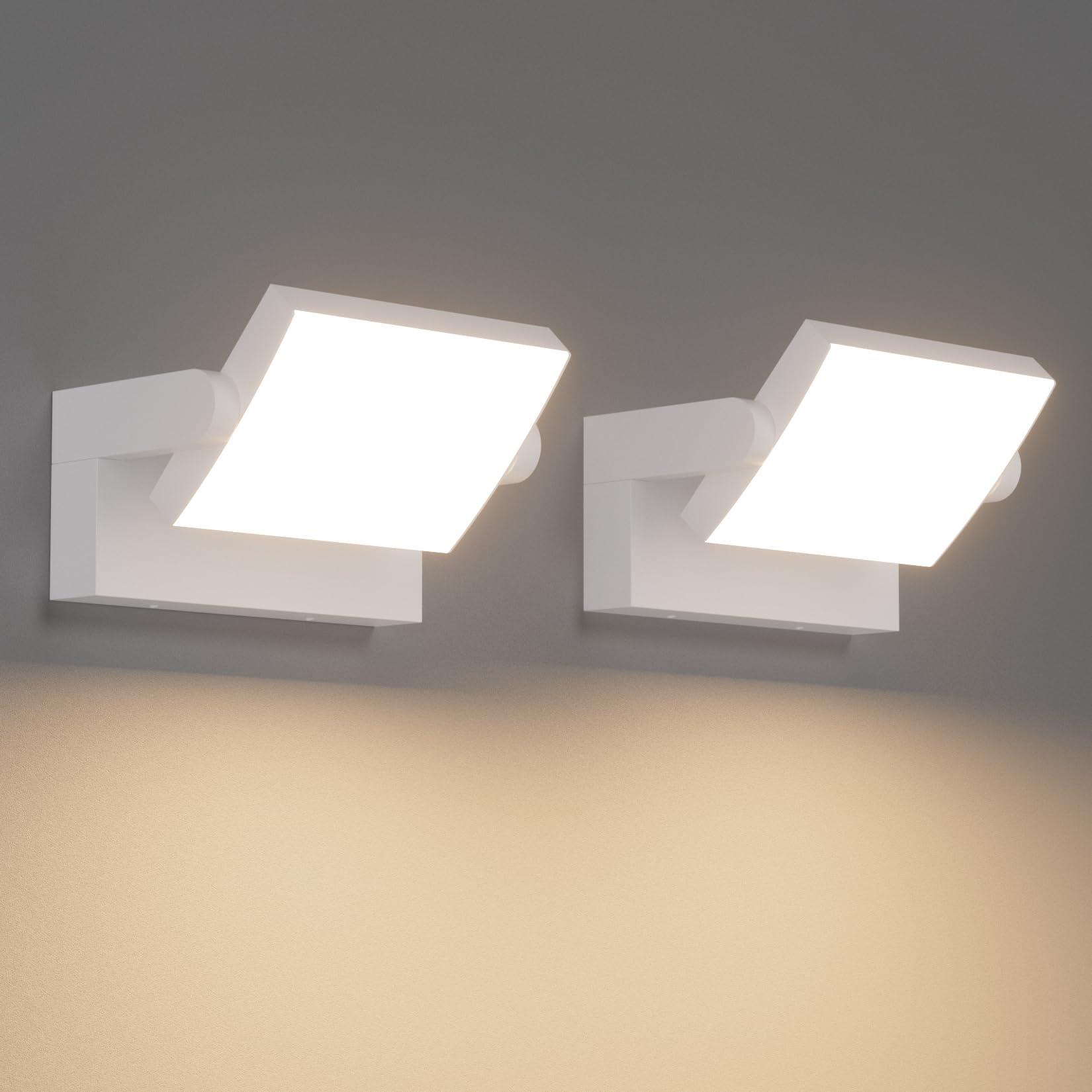Klighten 2 Stück Wandleuchte 24W Aussen Innen, IP65 Modern Wandlampe mit Schwenkbar LED Panel, Aussenleuchte Außenlampe für Garten Eingang Terrasse, 1500 Lumen, Weiß, Warmweiß 3000K