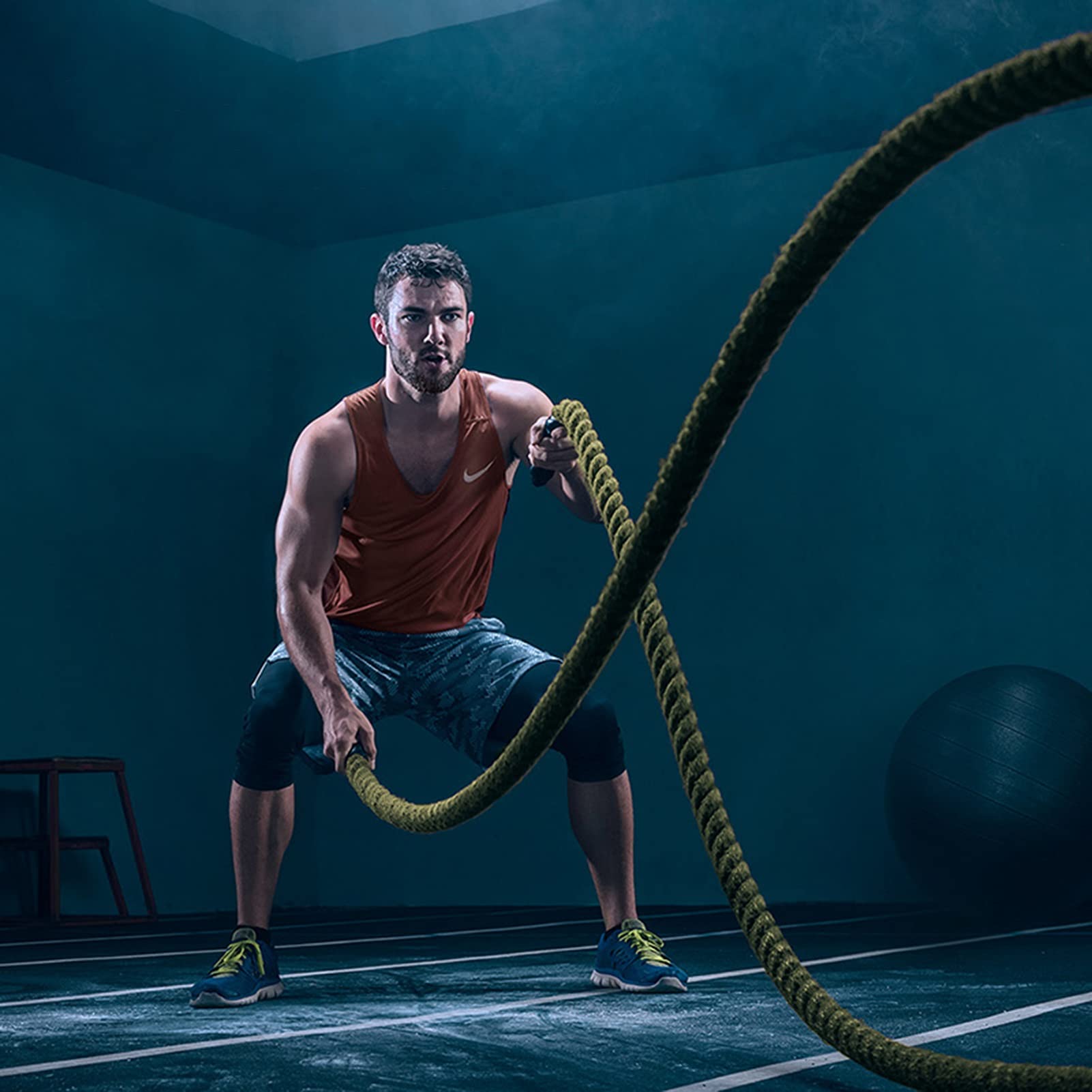 Battle Rope, Workout Fitness Trainingsseil mit Schutzhülle, für Das Core-Krafttraining, Cardio-Training, Fitnessübungen (Size : 15m)