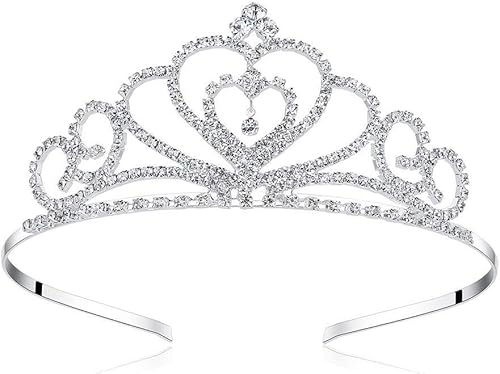 Lovelyshop - Tiara de cristal con diamantes de imitación, corona de impresión de pegeant (corazón), 1 paquete
