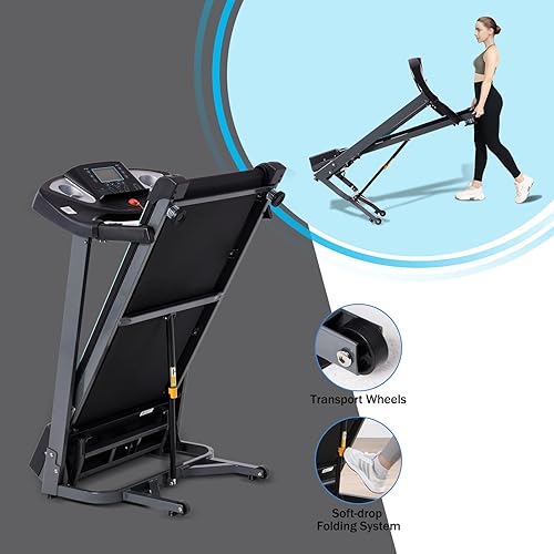 Miniatura 8 de HUAGEED Treadmill with Incline, 300 LBS Running Treadmills for Home with 18" Wider Belt, 0.5-10 MPH Speed, APP, Folding 15% Auto Incline Treadmill