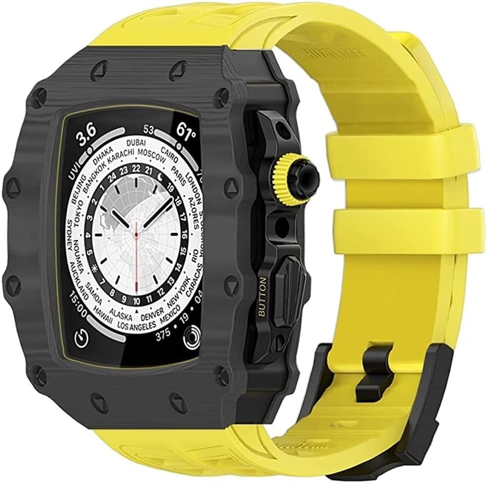 Correa de goma de flúor con bisel de carbono para Apple Watch Series 8 y 7 8