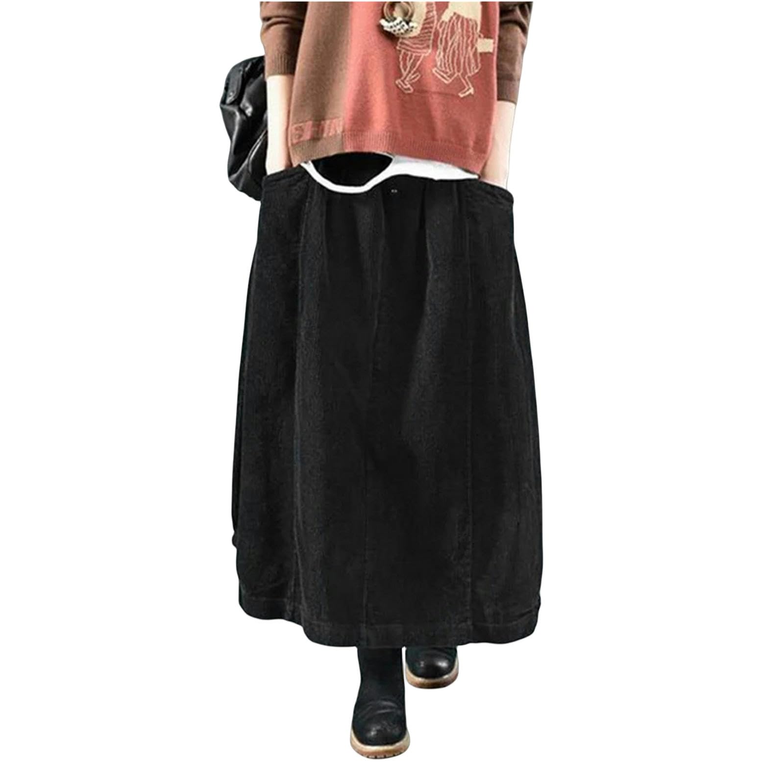 Damen Rock Elegante Frauen -cordrock -röcke Frühling Lässig Sundress Taille Maxi Vestidos Weibliche Robe