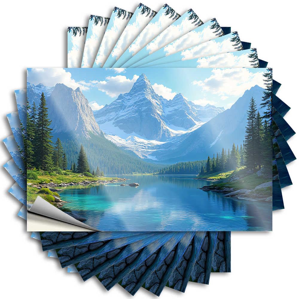Decal Bathroom Stuff Durable Vinyl - Mountain Lake Reflections: Serenity and Beauty Case for Outside Use(6X9CM)