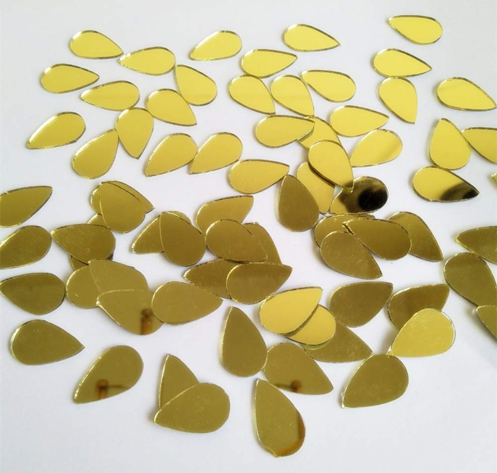 YongPan Tear Drop Shaped Mirror Mosaic Tile Mosaic Silver Real Mirror Glass 100pcs 3/5"x1 1/6" YPL22