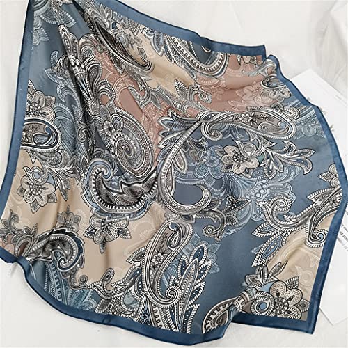 Silk Small Square Scarf Female Spring and Autumn All-Match Blue Mulberry Silk Scarf Decoration (Color : A, Size : One Size)2