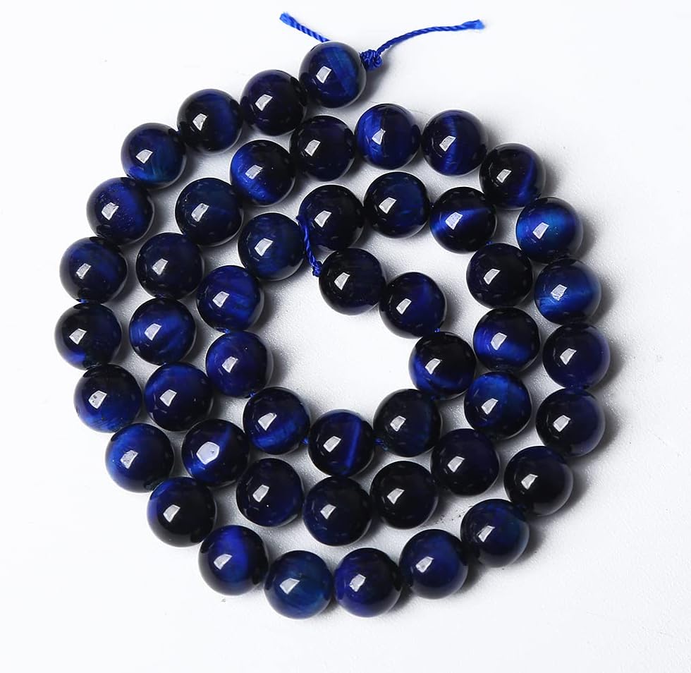 45PCS 8MM AAA Blue Tiger Eye Stone Beads Natural Gemstone Bead Crystal Healing Energy Jewelry Making DIY 15 inches (Blue Tiger Eye, 8MM) Blue Tiger Eye 8MM