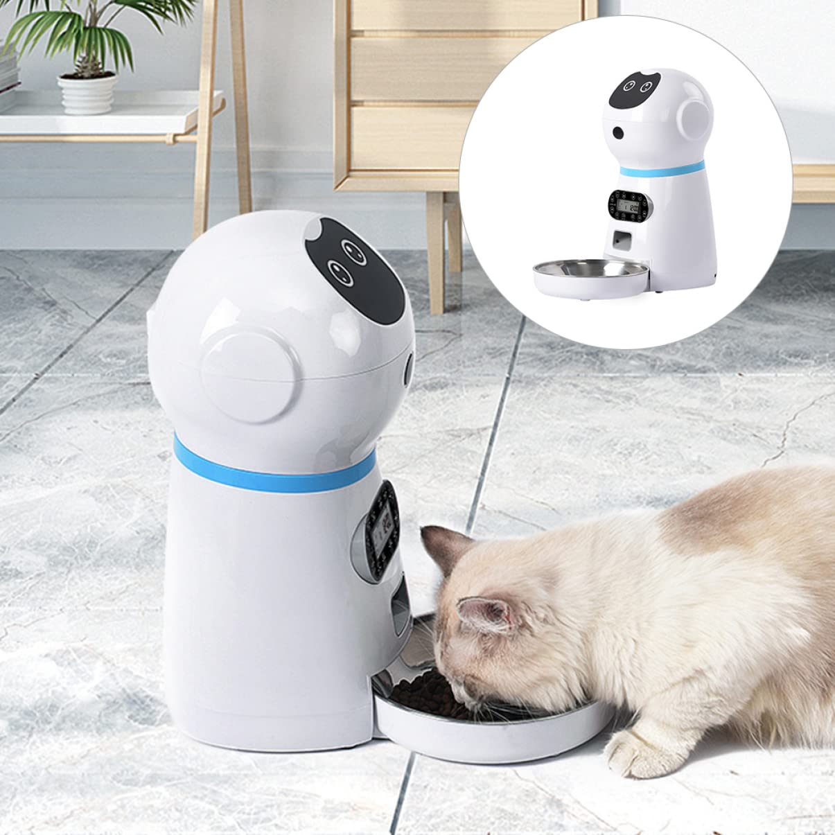minkissy Comedero Automático Inteligente para Mascotas Capacidad de 3.5L, Temporizador Digital y Función de Reproducción de Voz para Alimentación Programada en Hogar Personal