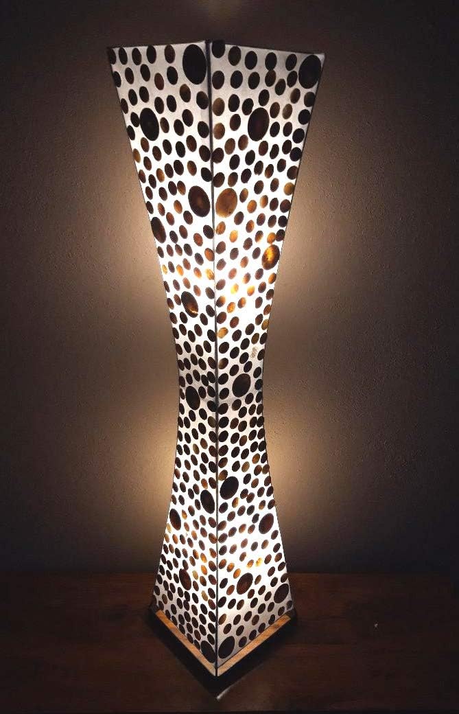 Unusual Natural Gold Shell Circles Bali Ethnic Floor Lamp 100cm