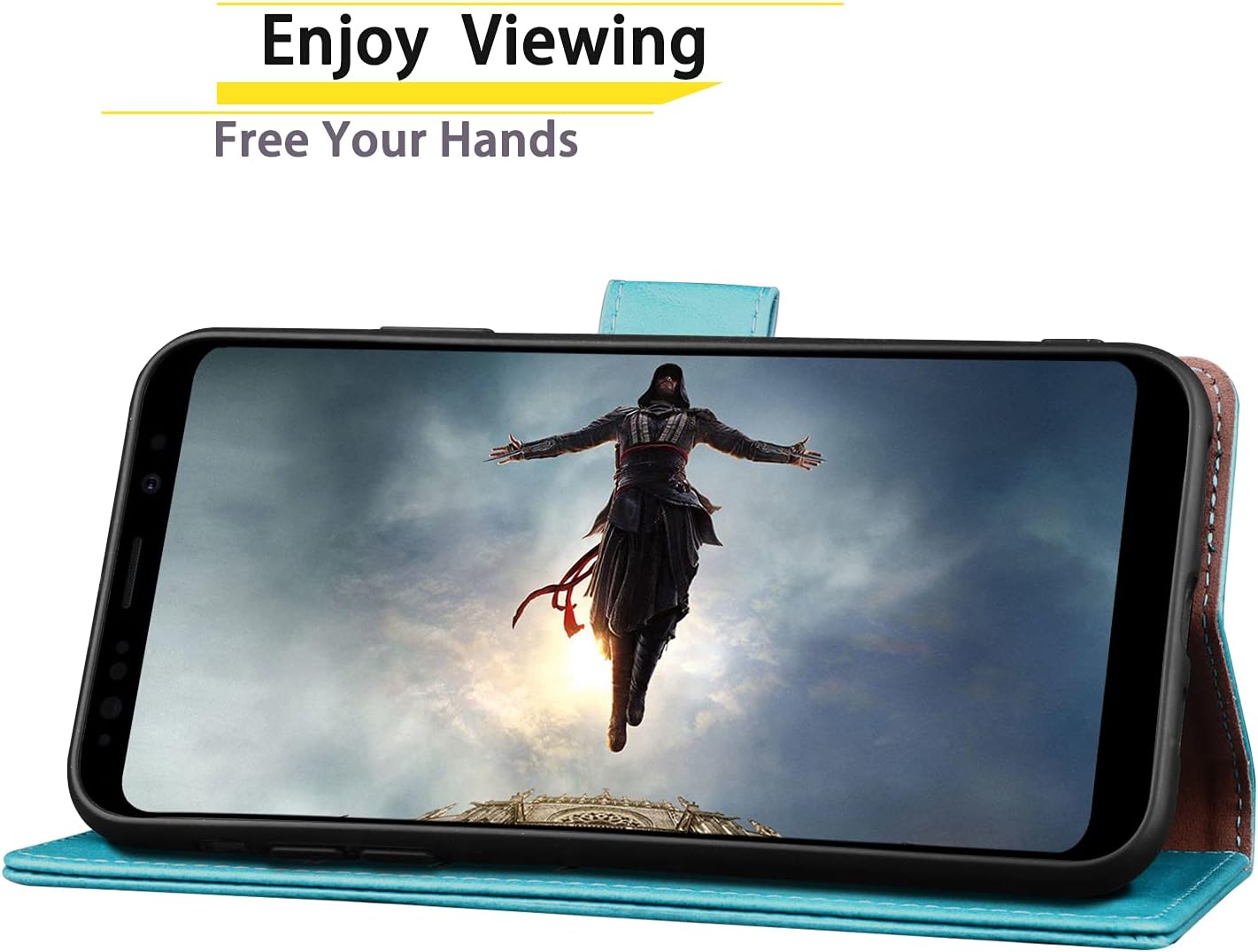 SUANPOT for Samsung Galaxy Note 9 6.4" with RFID Blocking Leather Wallet case Credit Card Holder, Flip Folio Book Phone case Cover Purse Poket for Women Men for Samsung Note 9 case Wallet Blue Green