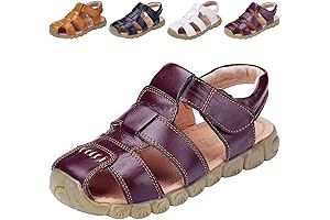 Boy's Leather Closed Toe Outdoor Sport Sandals for Active Kids