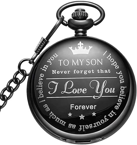 Miniatura 6 de LYMFHCH Reloj de bolsillo personalizado grabado para regalos de hijo Vintage cuarzo relojes de bolsillo con cadena Navidad regalos de graduación