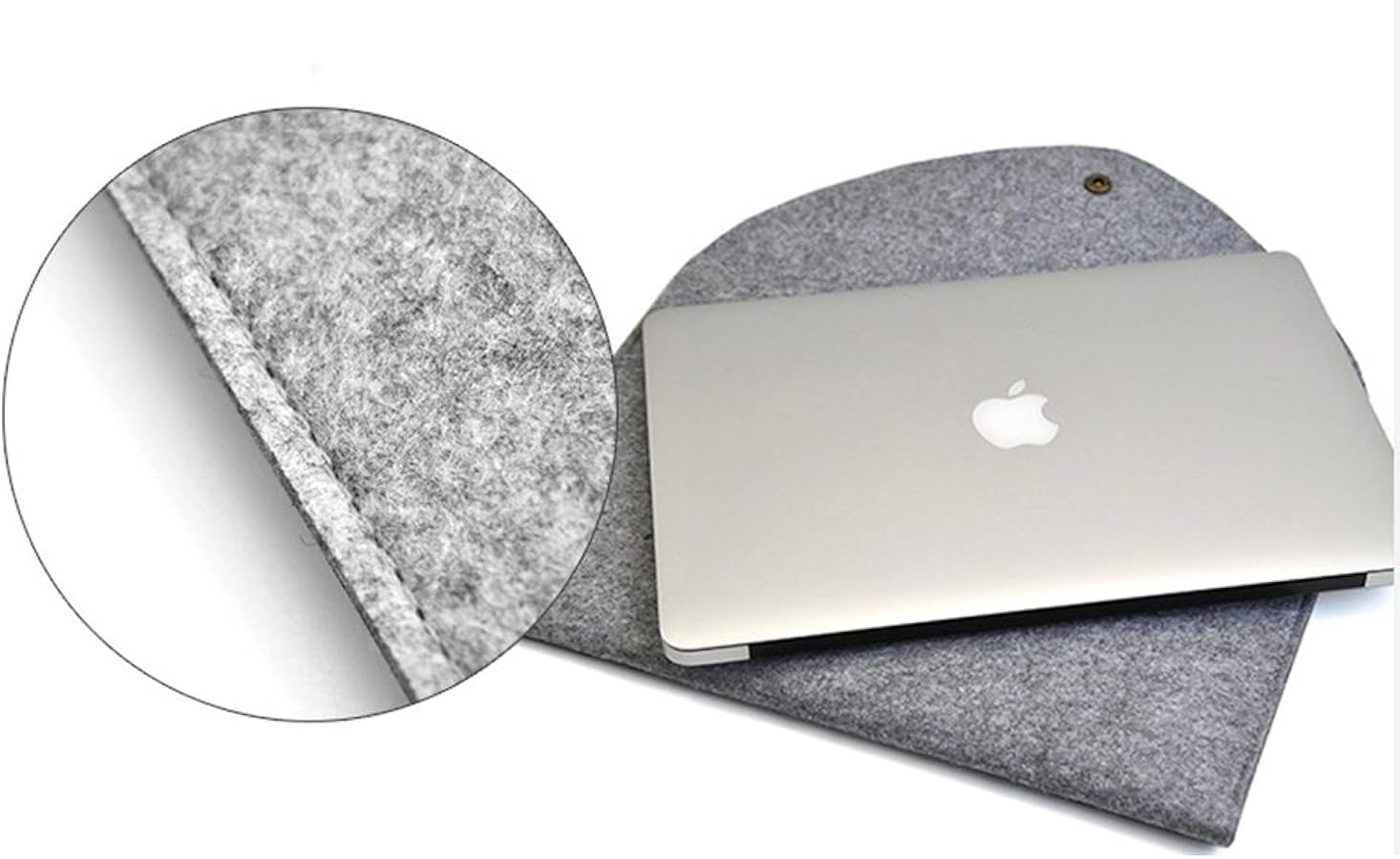 CUSTODIA IN FELTRO PER COMPUTER PORTATILE Custodia Per MacBook In Feltro Grigio Chiaro Realizzata A Mano - Foto 6
