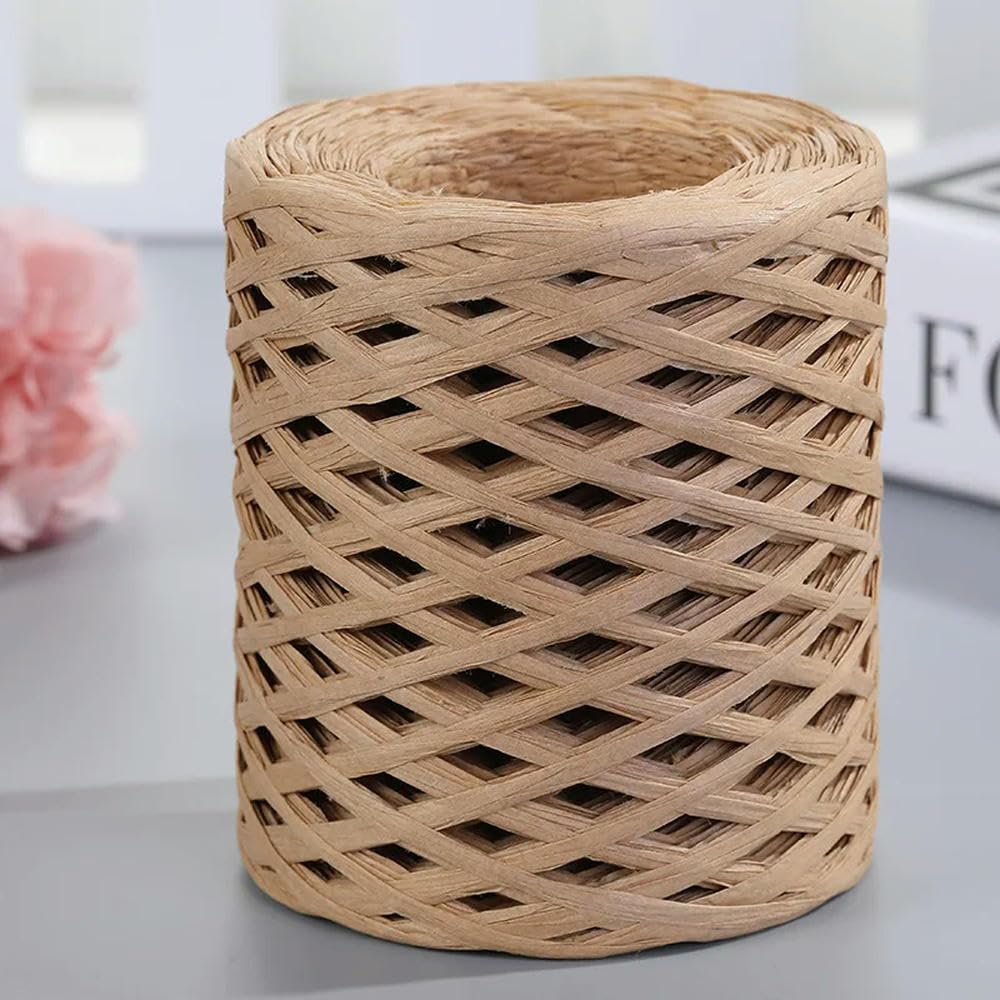 VIXDA Raffia Yarn Paper Rope 200m Rafia for Knitting Hand-knitted DIY Baking Packaging Twine Party Craft Crochet Thread