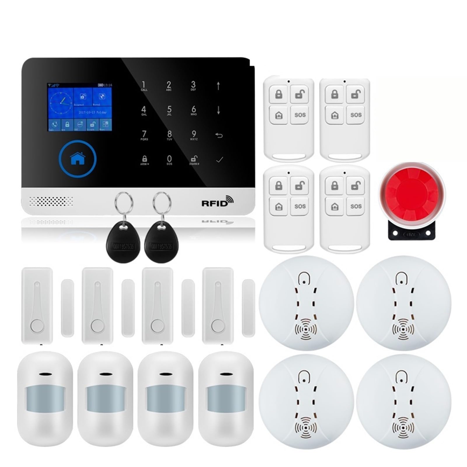 De alarma de seguridad for el hogar GSM App Control Kit de alarma antirrobo con sensor de puerta Para Villas y Almacenes(W2B Bundle 10)
