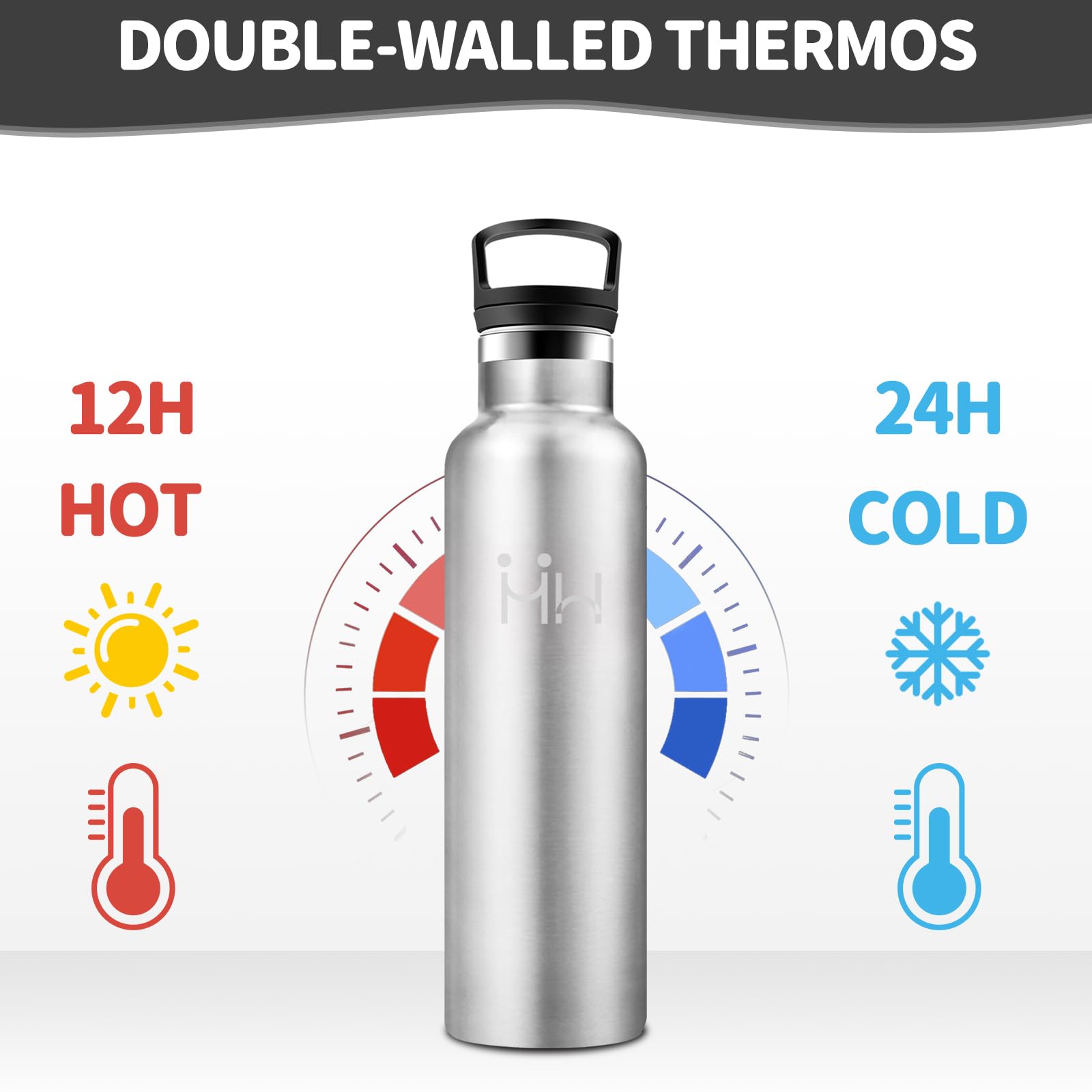 Borraccia Termica 750ML, Senza BPA, Borraccia Termica Con Cannuccia, Acciaio Inossidabile 18/8, Bottiglia Termica A Prova Di Perdite, Borraccia Acciaio Inox Per Scuola, Palestra, Sport, Bici
