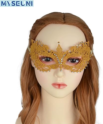Miniatura 4 de Máscara de mascarada para mujer, máscara de encaje brillante con diamantes de imitación para baile de máscaras, fiesta de Halloween, Mardi Gras,
