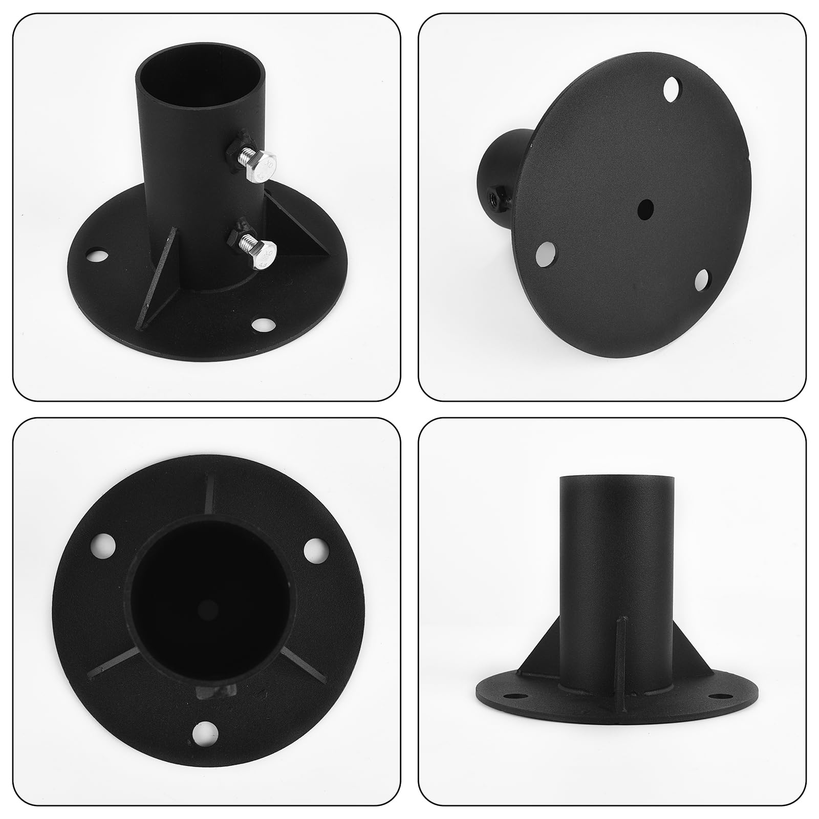 2 Bases de Montaje de 52 mm para Bandera de Valla Resistente, Anclaje de Fijación de Escalera de Piscina, Brida de Piso de Barandilla de Metal
