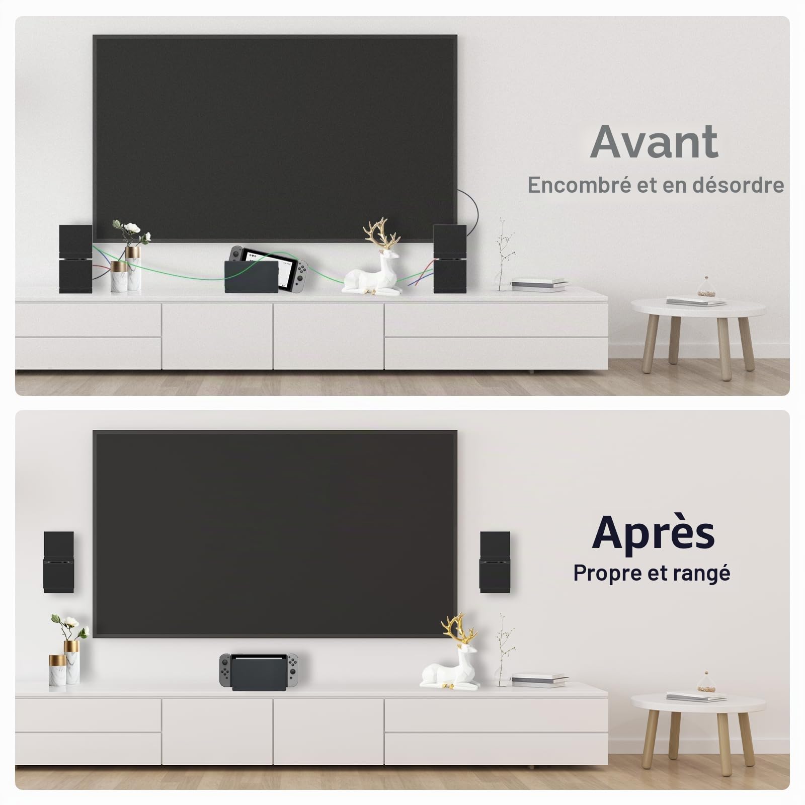 Lot de 2 Supports muraux réglables pour Haut-Parleur Bose Cube, Support Plafond et Mural pour Haut-Parleur Bose UB-20, UB-20 Series II, WB-50 II, Lifestyle, Soundtouch Series, Cinemate, Acoustimass