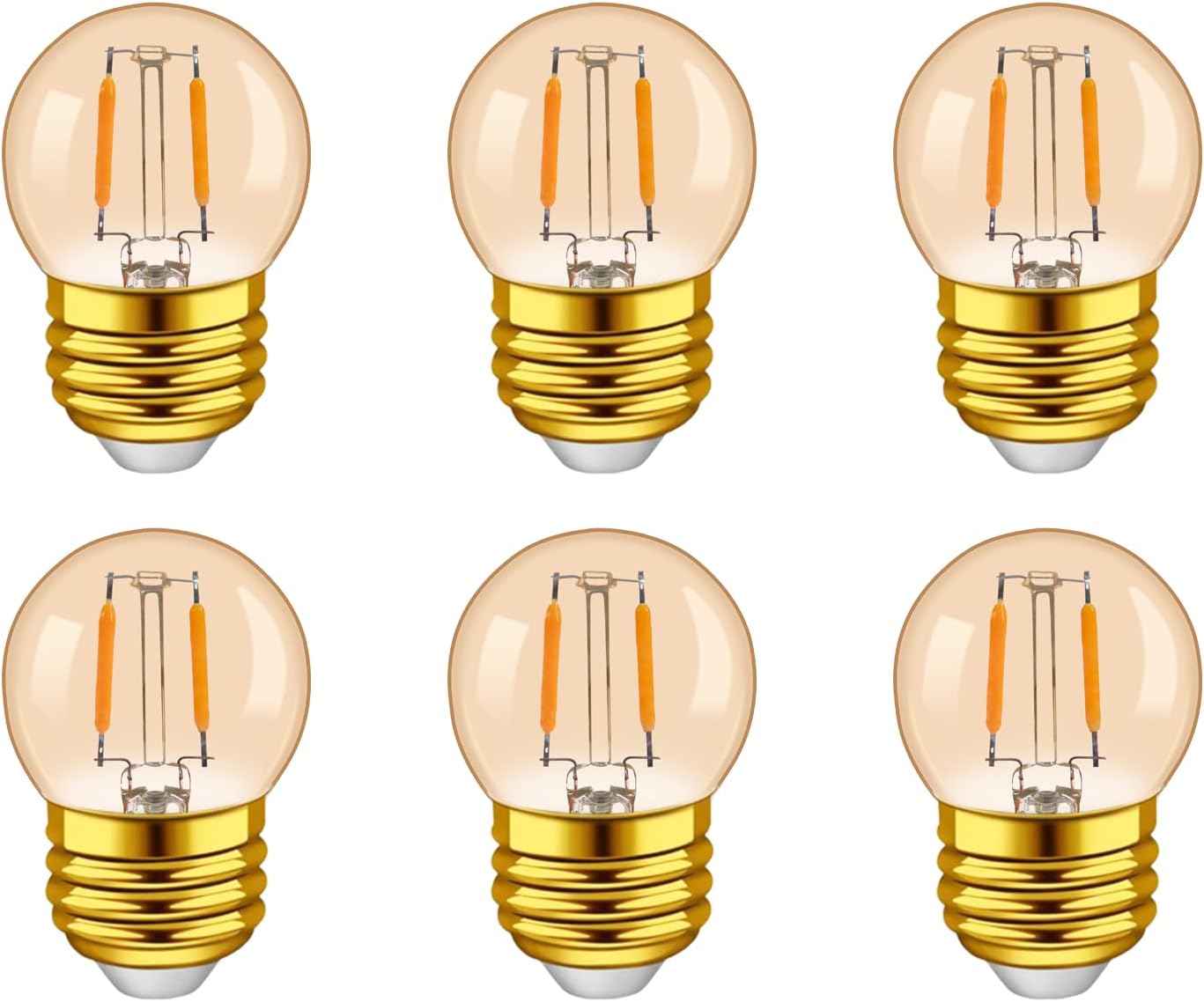 G40 E26 1W Low Wattage LED Bulbs Vintage Small Globe Filament Nightlight 10 Watt Edison Style Amber Bulb, 2200K Warm White Non Dimmable, 6Pack