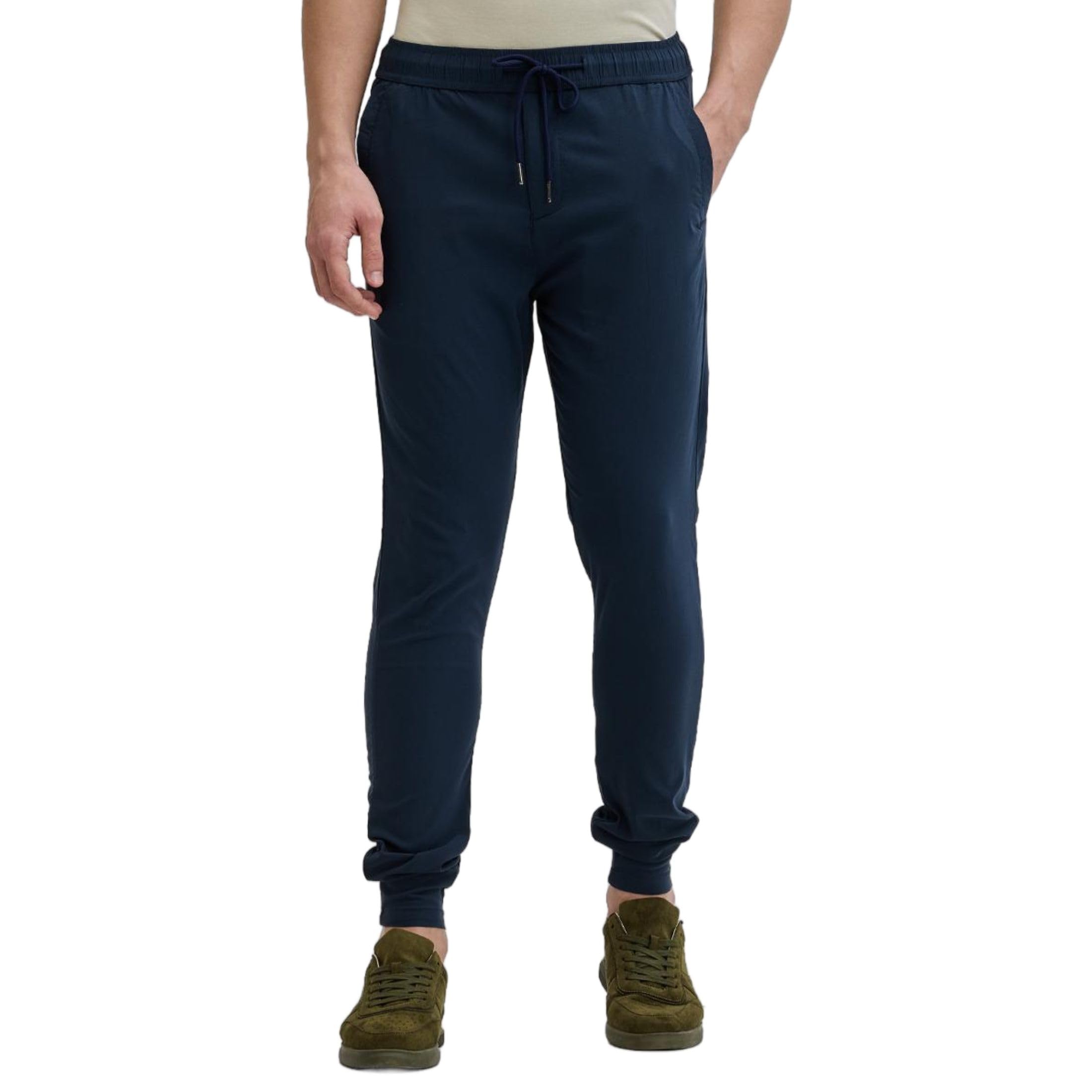 SNITCH Navy Plain Slim Fit Joggers in navy