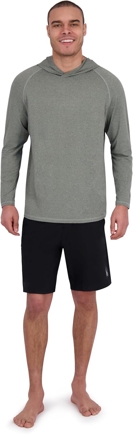 Spyder Men's Hooded Long Sleeve Rashguard – Quick-Dry Swim Shirt Sun Protection, Performance Hoodie
