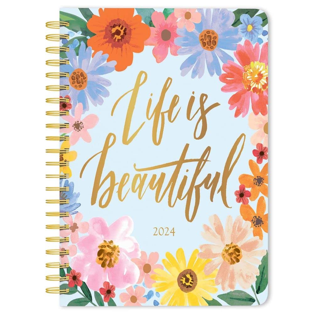Bonnie Marcus | 2024 6 x 7.75 Inch Weekly Desk Planner | Foil Stamped Cover | BrownTrout | Fashion Designer Stationery