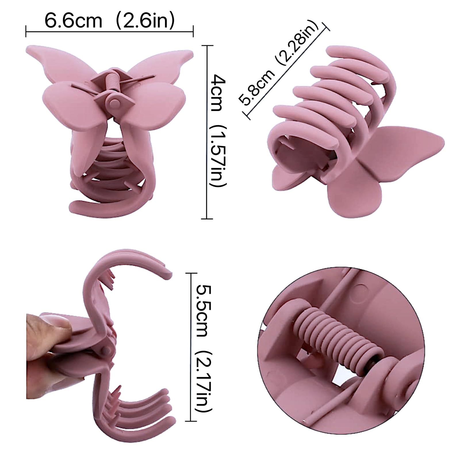 Ypkia 4 pcs Butterfly Hair Claw Clips Medium Matte Hair Clips for Women Girls Thick Thin Hair Accessories (Light Colour) - Image 3