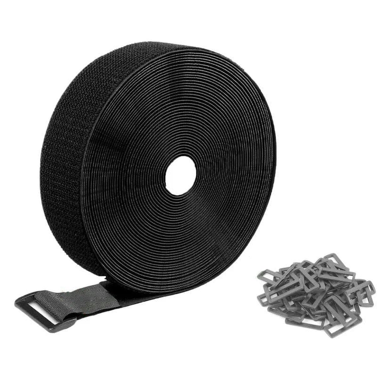 5/2/1Meter Reusable Fastener Hook and Loop Securing Straps with Buckles Adjustable Cable Straps Cut Length Nylon Cable Ties-Black Width 25mm-1Meter 5Pcs Buckles