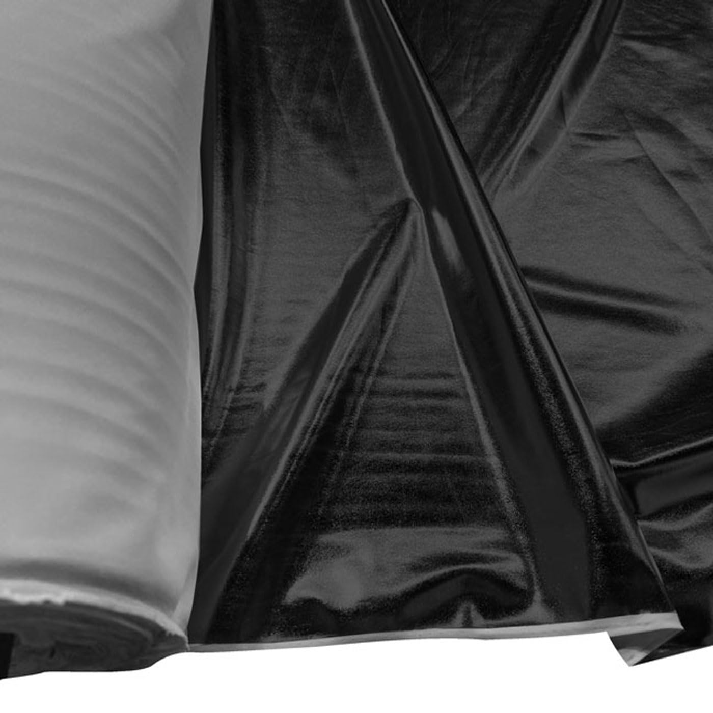 EU Fabrics Metallic Lycra Stretch Fabric | Spandex 4-Way Stretchy Material for Sewing | Ideal for Dancewear and Costume | Elastane Shiny Foil Spandex (Black, 1 Metre x147cm)
