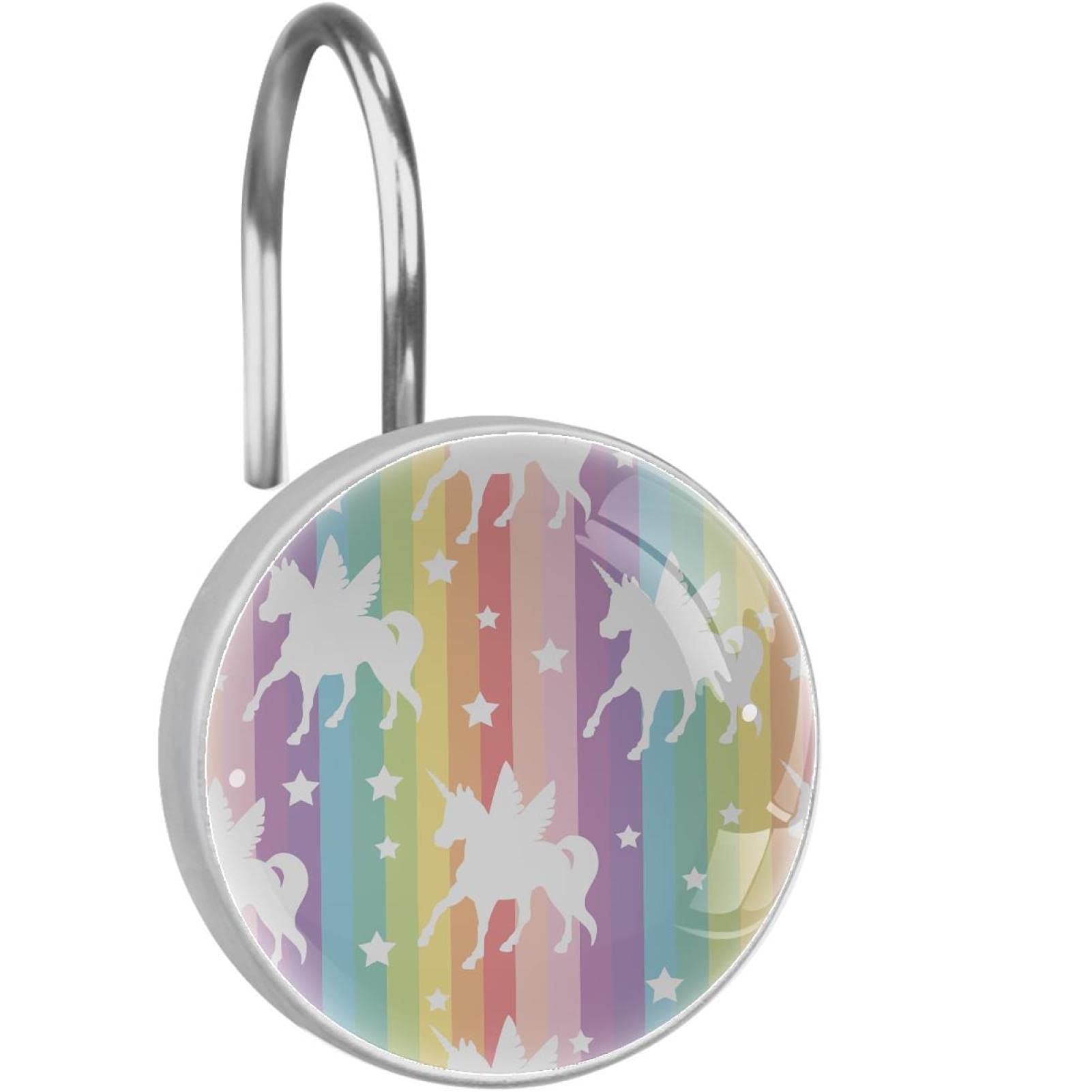 Anneaux de rideau de douche licorne en acier inoxydable x12