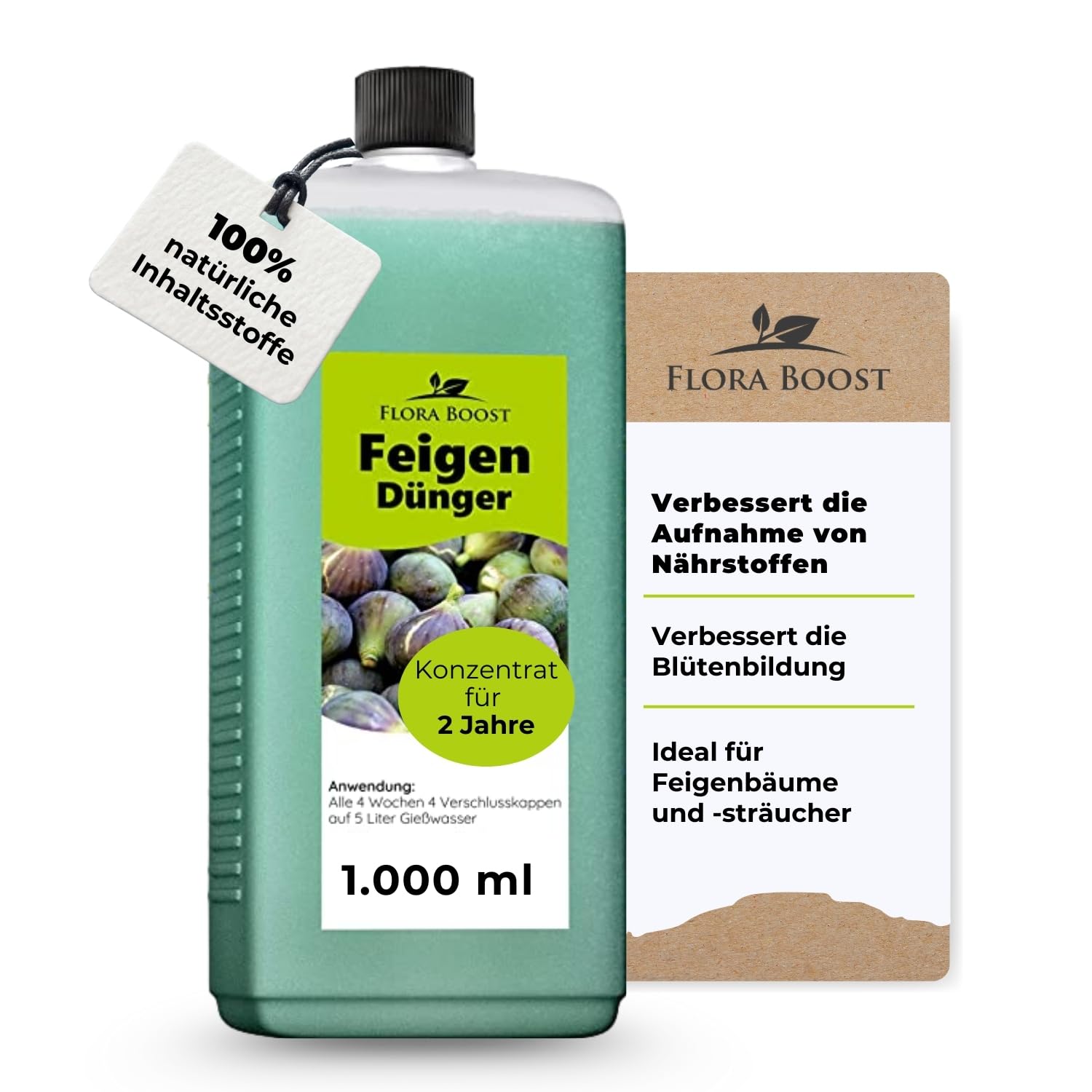 Konfitee Feigenbaum Dünger Flora Boost 1000ml I Für bis zu 200L Gießwasser I Feigen Dünger für Indoor- & Outdoorbereich I Flüssiger Blatt- & Wurzeldünger I 100% natürlicher Pflanzendünger