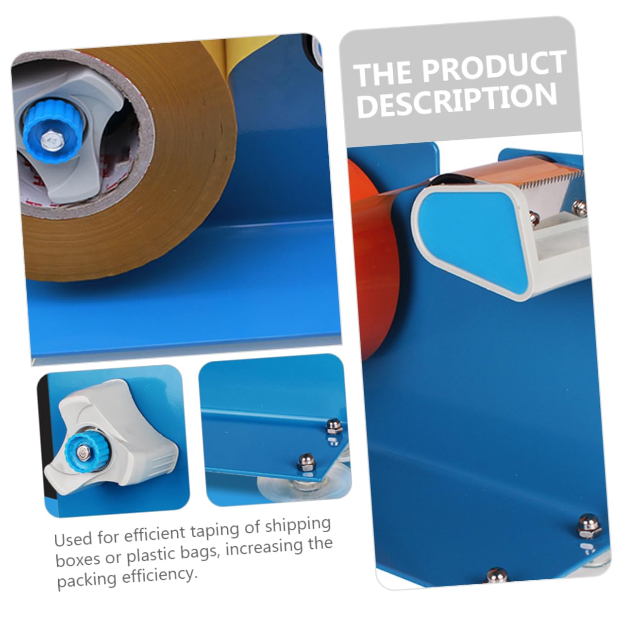 Dispenser Nastro Adesivo da Tavolo Taglierina Blu in Ferro e Plastico