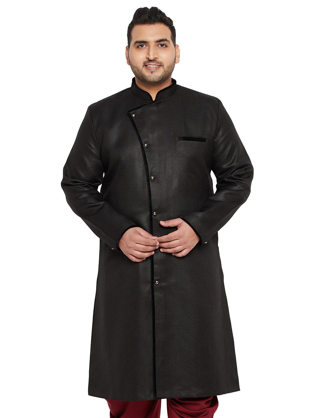 vastramay Men's Silk Blend Sherwani Only Top-picture-53