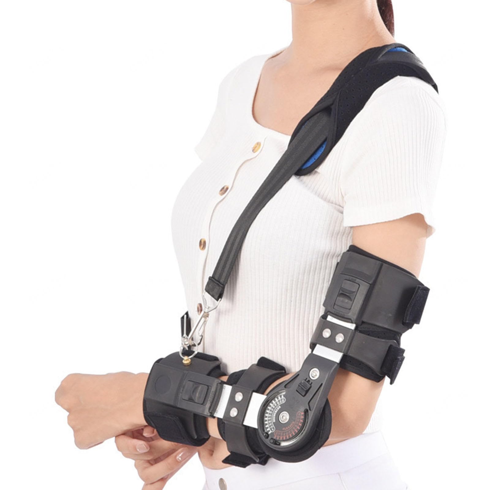 Immobilizzatore per Gomito Regolabile Unisex, Tutore per Gomito Articolato con Cinturino, Tutore per Gomito Post-Operatorio, Tutore Stabilizzatore per Supporto Durante I,Right
