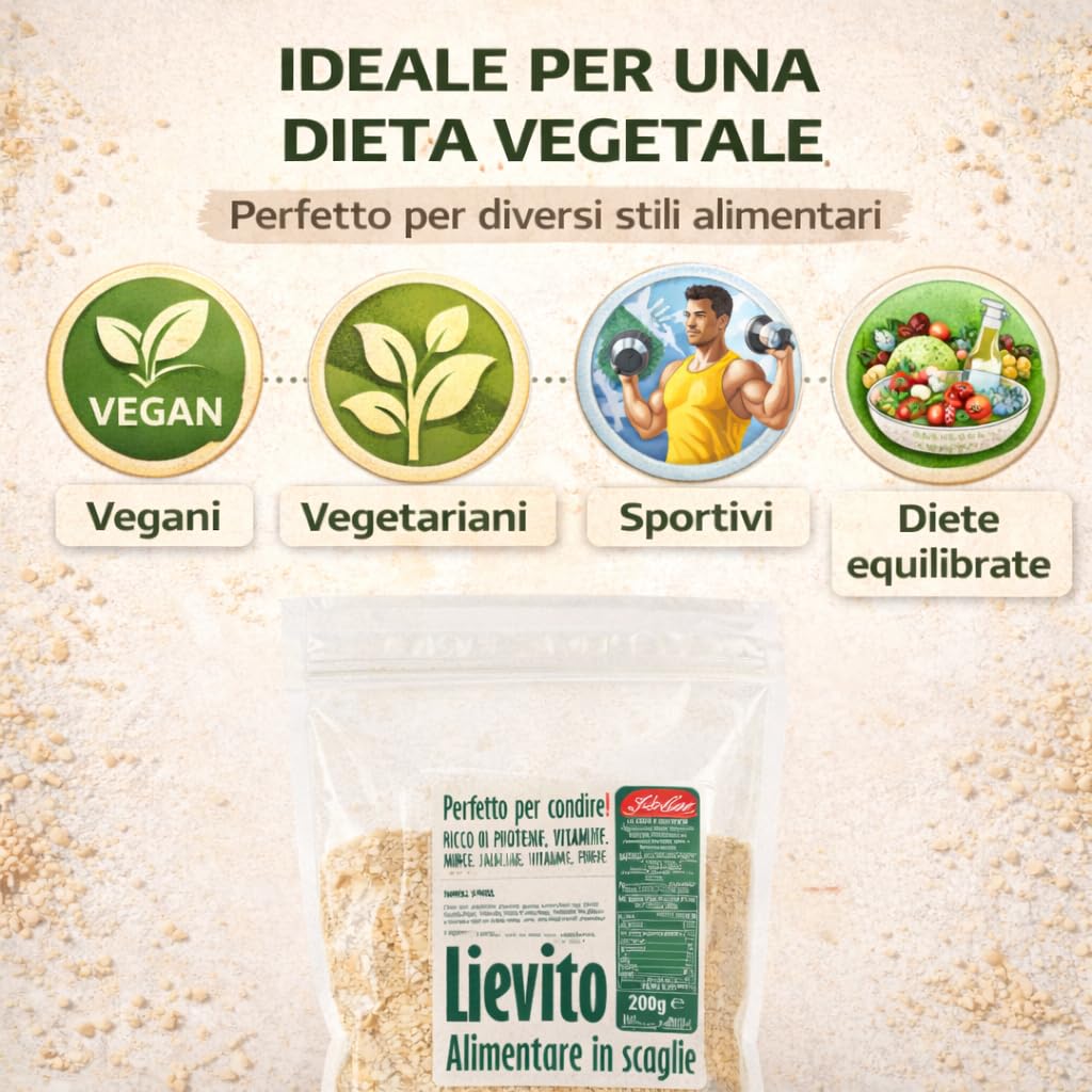 Stella | Lievito Alimentare Nutrizionale in Scaglie | Lievito in Fiocchi Proteico | Condimento per Zuppe e Piatti Vegan 6 x 200g