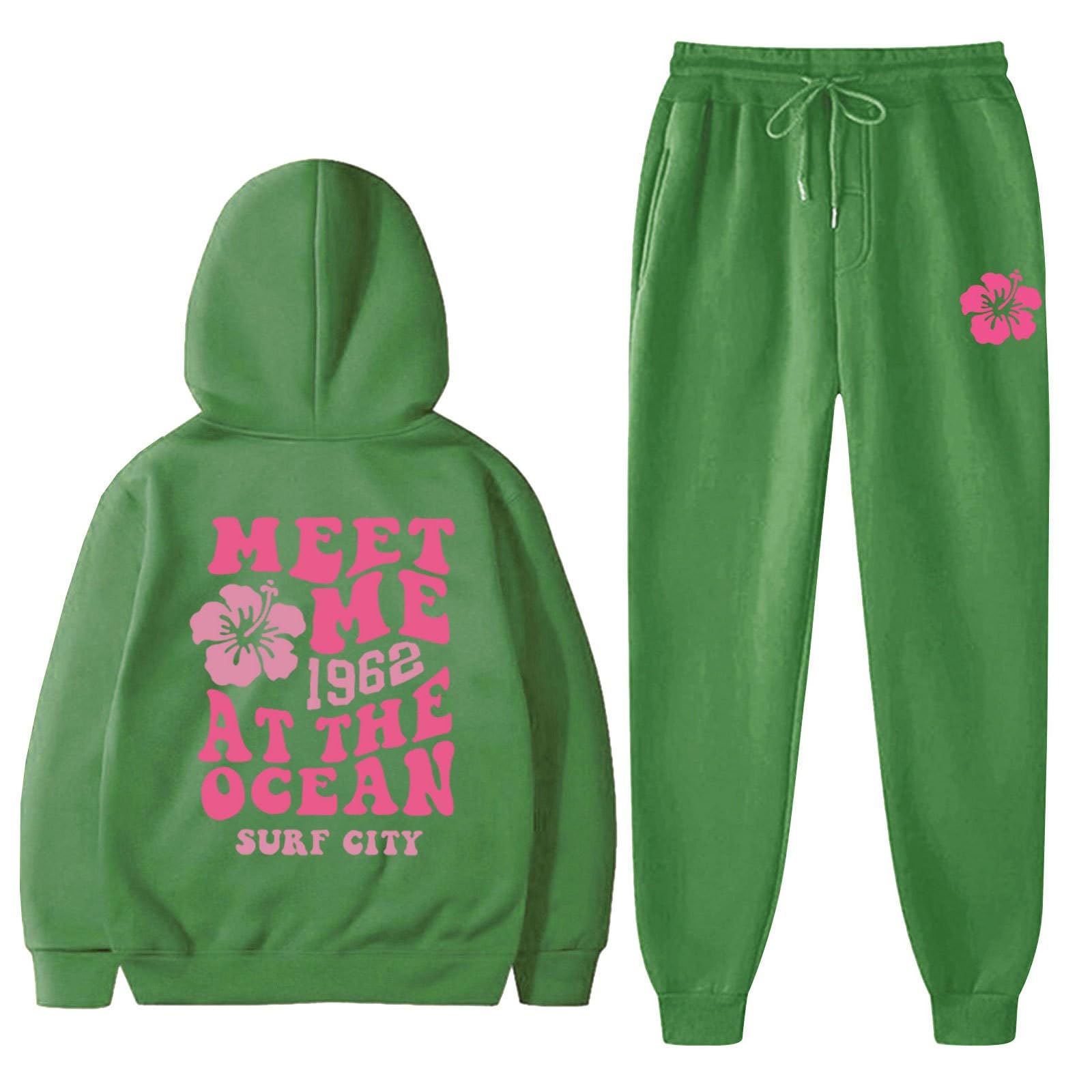 Ensemble de jogging avec sweat à capuche - Pour femme - En coton - 2 pièces