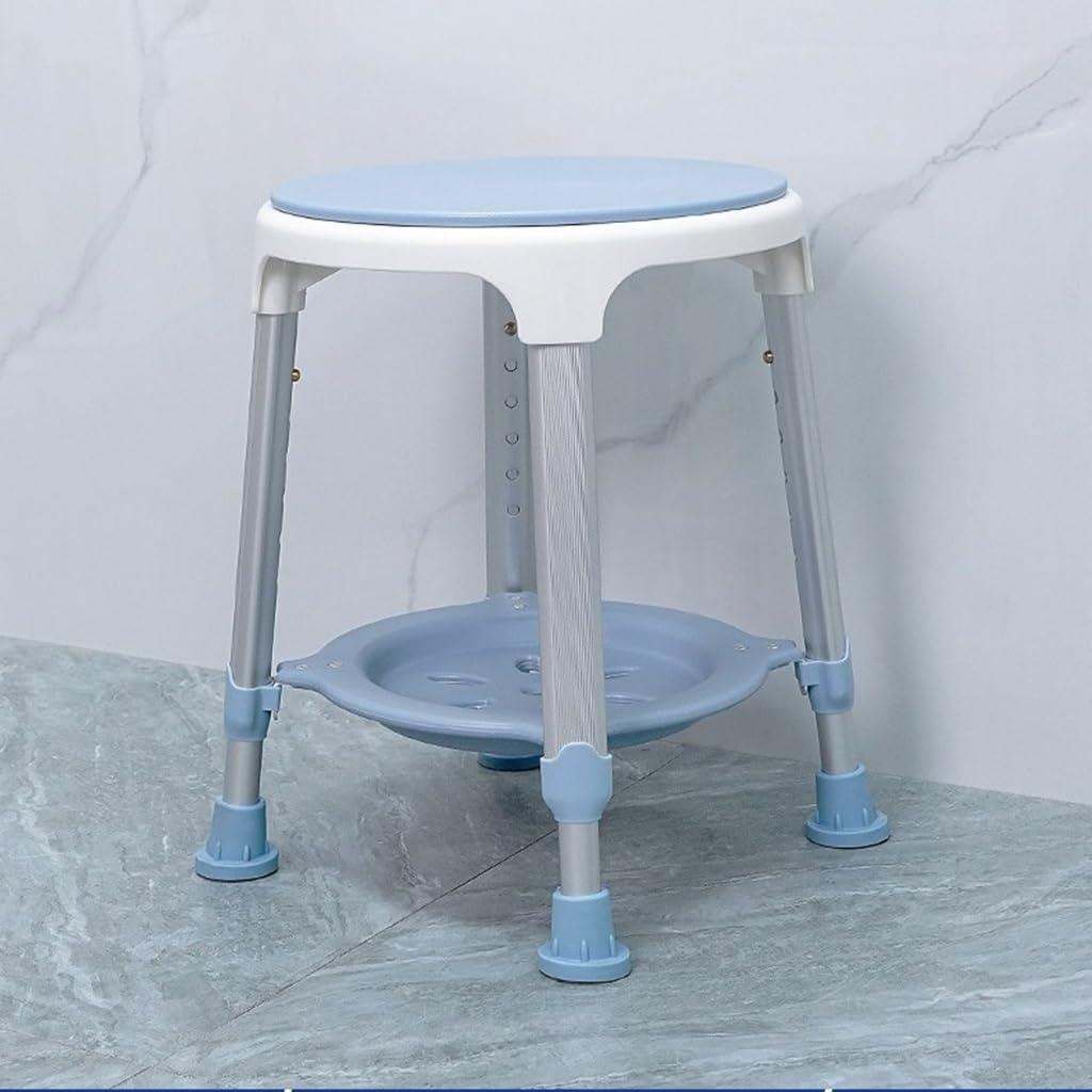 Silla de Ducha giratoria Ajustable de 360° con Bandeja de Almacenamiento para Personas Mayores y discapacitadas, Taburete de bañera para Mayor Movilidad y Comodidad.