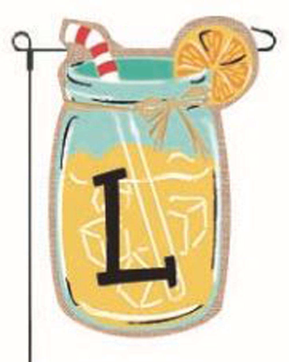 Home Garden Flags Monogram Lemonade Mason Jar Burlap Summer Garden Flag 12.5 x 18 (Letter L)