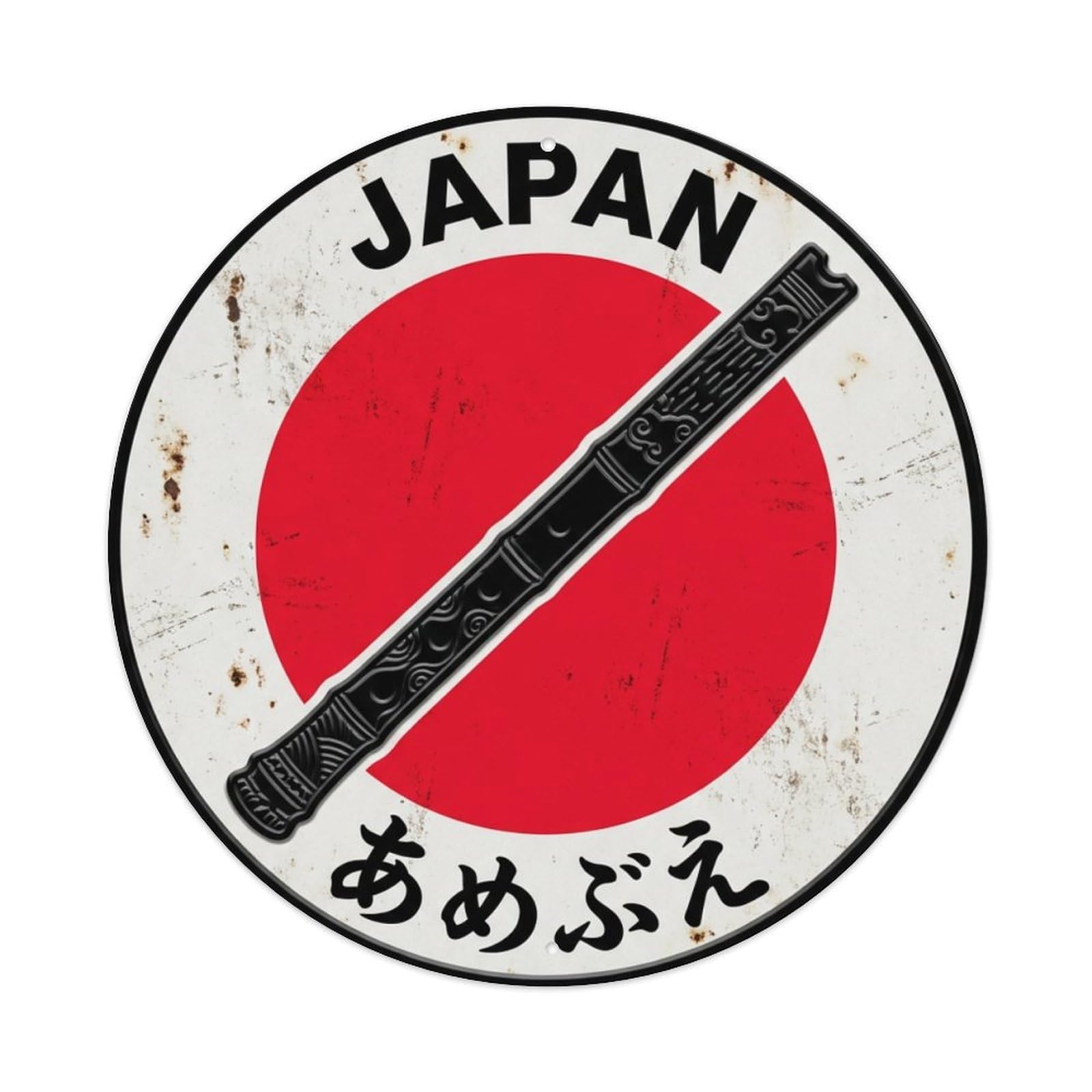 Galvaxio Style Rain Flute Japan Water Element Historic Metal Tin Sign