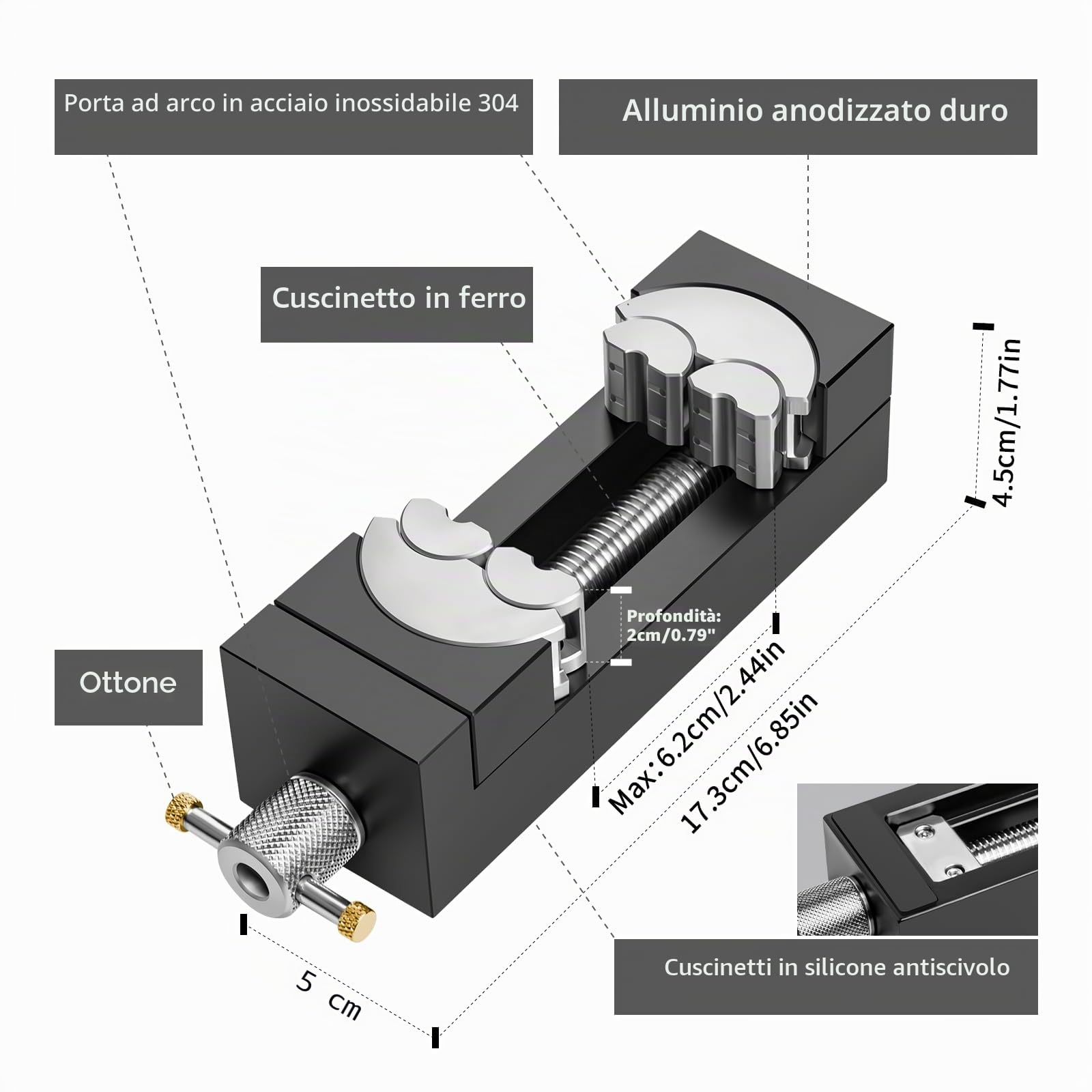 WhiteRhino Morsa fractal intelligente – mini-morsa da banco auto-regolante con 6 ganasce indipendenti per forme irregolari – morsa per trapano per fai-da-te, gioielli & riparazioni